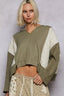 POL Mix Thermal Floral Pattern Quilted Knit Cropped Top with Raw Edge Detail