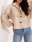 Fringe Button Up Suede Jacket