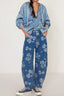 Flower Print Wide Leg Jeans