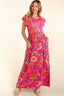 Haptics Floral Ruffled Round Neck Cap Sleeve Dress