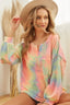 BiBi Brushed Tie Dye French Terry Top with Bubble Sleeves