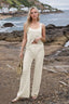 Hollow Out Round Neck Top and Pants Sweater Cover Up Set