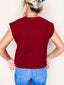 Solid Color Crew Neck Knit Cap Sleeve Sweater