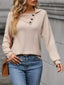 Decor Button Textured Long Sleeve Top