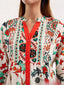 Printed Notched Long Sleeve Maxi Dress