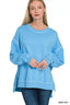 Zenana Full Size French Terry Pigment Dye & Enzyme Washing Pullover Plus Size