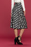 RENEE C Polka Dot Satin Midi Skirt