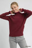 Umgee Ribbed Round Neck Sweater with Ruffle Contrast Trim