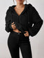 Zip-Up Plush Hooded Outerwear
