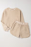 Quilted Round Neck Long Sleeve Top and Shorts Set