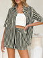 Striped Button Up Shirt and Shorts Set