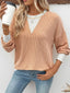 Two-Tone Ribbed Knit Sweatshirt