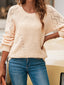 Openwork Round Neck Long Sleeve Sweater