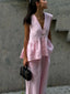 V-Neck Vest and Pants Set