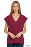 Zenana Ribbed Slit V-Neck Sweater Vest