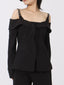 Ruffled Cold Shoulder Long Sleeve Outerwear