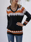 Geometric Pattern V-Neck Sweater