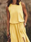 Full Size Round Neck Sleeveless Slit Maxi Dress Plus Size