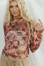 Floral Mock Neck Long Sleeve Sheer Top