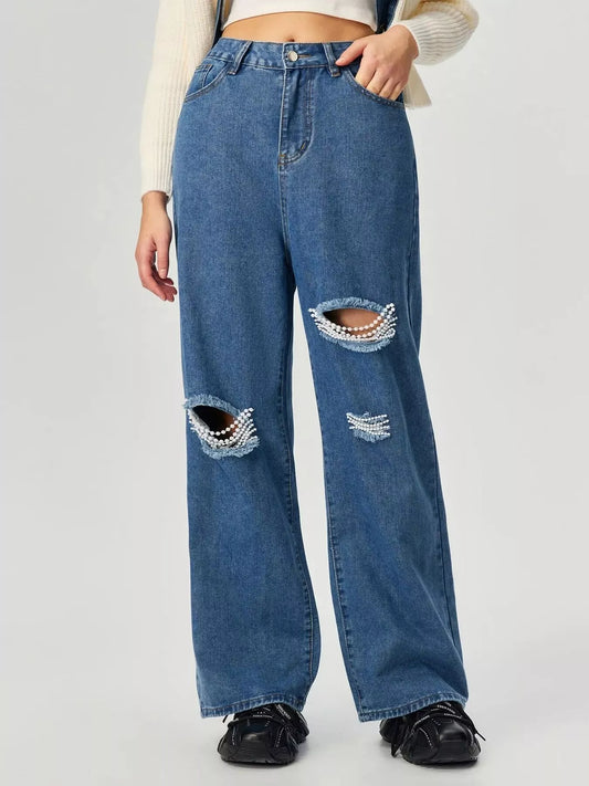 Distressed Wide Leg Jeans