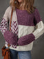 Color Block Patchwork Knotted Back Loose Fit Sweater