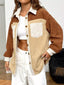 Color Block Corduroy Button-Up Jacket
