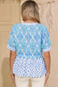 Floral Geometric Patchwork Short Puff Sleeve Babydoll Blouse