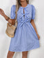 Perfee Tied Striped Short Sleeve Mini Dress