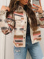 Corduroy Hem Striped Button-Up Jacket