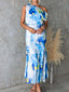 One Shoulder Printed Dress with Slit