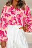 Printed Button Up Long Sleeve Blouse
