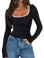 Contrast Trim Long Sleeve Top
