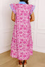 Floral Print Ruffle Cap Sleeve Dress