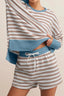 Stripe Color Block Patchwork Oversized Top and Shorts 2pcs Set