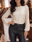Sequin Cutout Back Long Sleeve Blouse