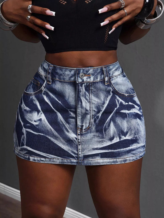 High Waist Denim Mini Skirt