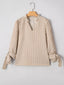 Striped Ruffled Neck Blouse with Tie Sleeves