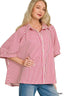 Zenana Oversized Stripe Button Down Shirt