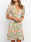 Ruffled Hem Printed Short Sleeve Mini Dress