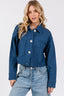 bytos Button Down Cropped Denim Jacket with Patch Pockets