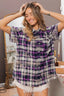 BiBi Mineral Washed Plaid Short Sleeve Shirt