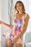 BiBi Multi Color Block Bruhsed Tied Ribbon Shoulder Top