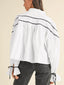 Elegant Contrast Bow-Tie Ruffle Blouse