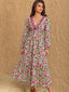 Floral Print V-Neck Bohemian Midi Dress