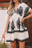 Printed V-Neck Short Sleeve Dress
