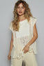 POL Embroidered Detail Boat Neck Cap Sleeve Lace Blouse