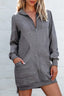 Zip Front Long Sleeve Sweatshirt Dress