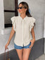 Ruffle Sleeve Tie-Neck Shirt