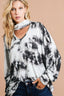 BiBi Tie Dye Cutout Batwing Sleeve Top
