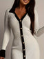 Ribbed Knit Contrast Trim Sweater Dress